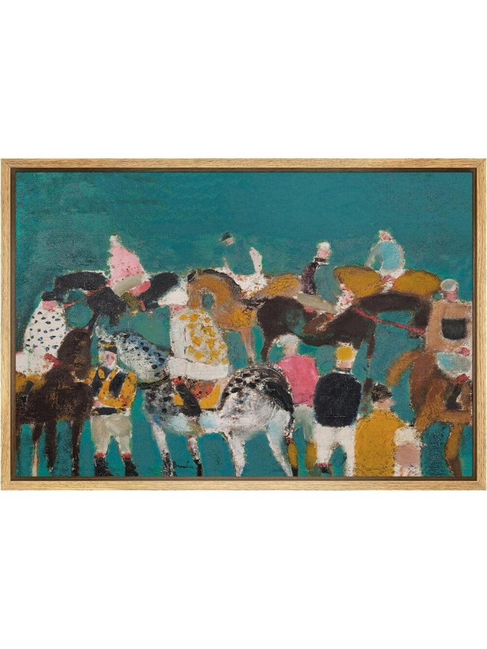 Colorful Abstract Horse Racing Canvas Art Print | Modern Equestrian Wall Decor